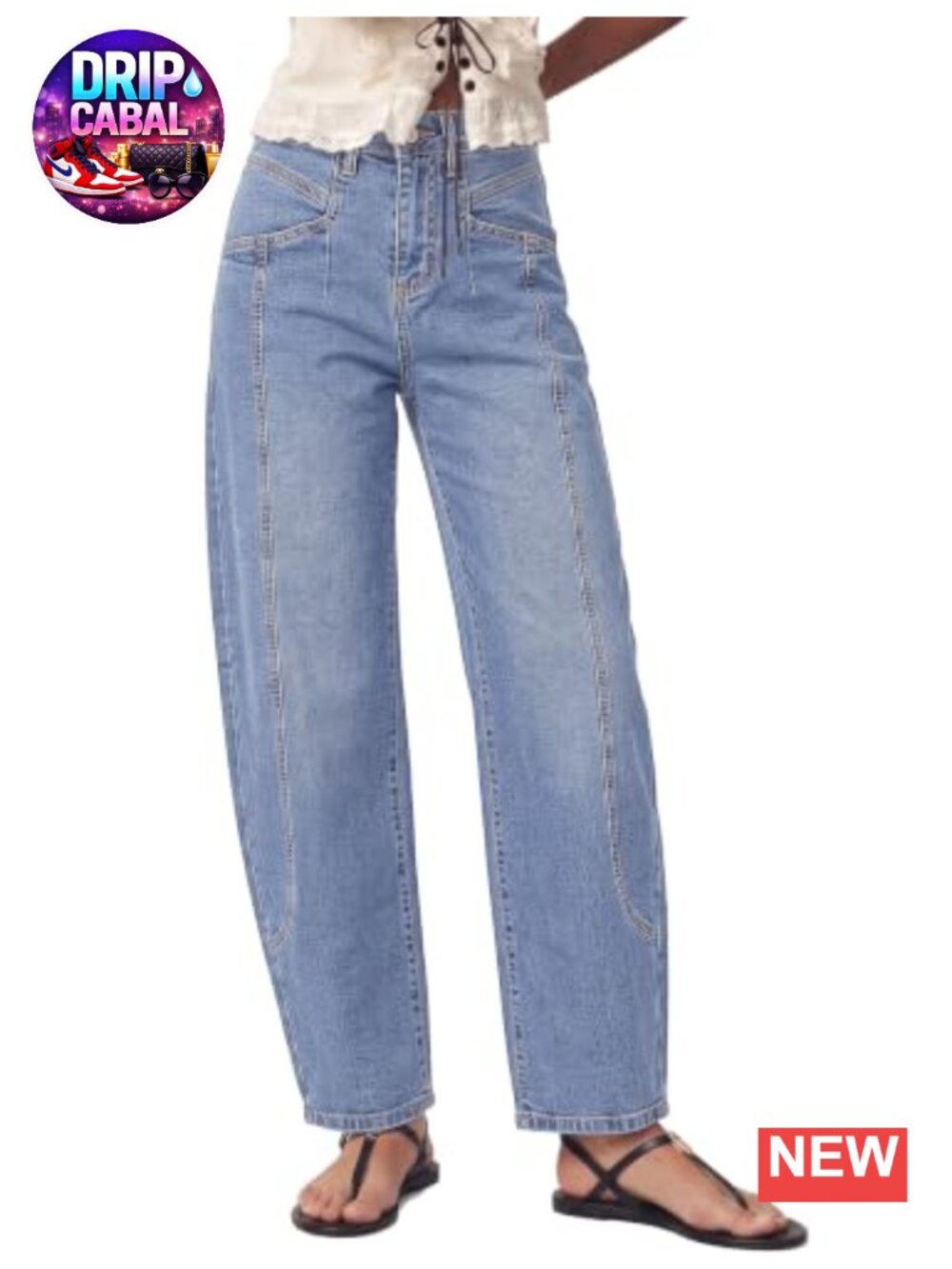 Barrel Jeans Women Baggy High Waisted Stretchy Ankle Denim Wide Leg Pants